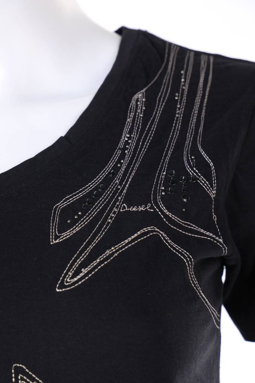 Carou DIESEL Kurzarm-Shirt Mit Stickereien Mit Nieten