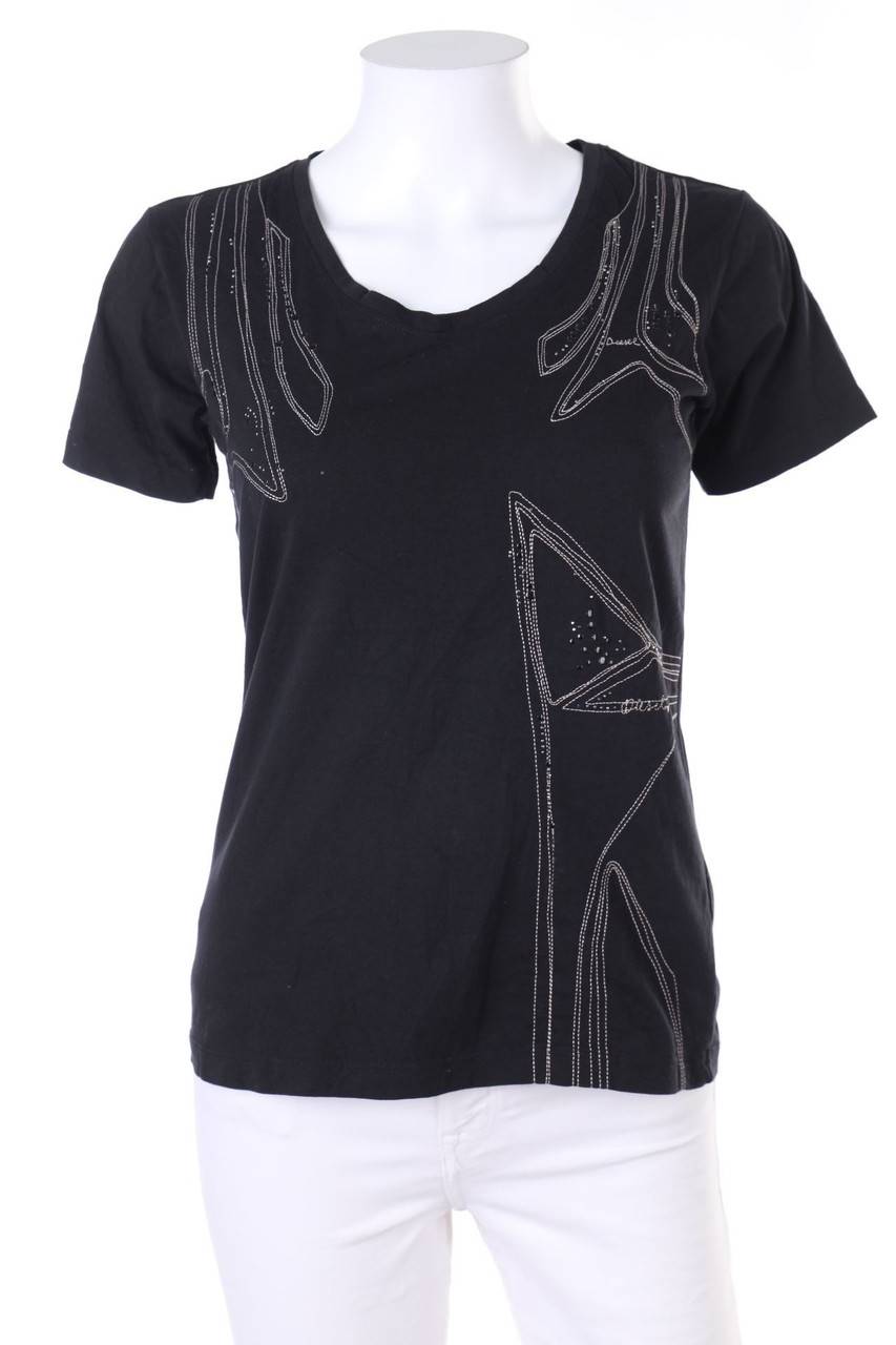 Carou DIESEL Kurzarm-Shirt mit Stickereien mit Nieten