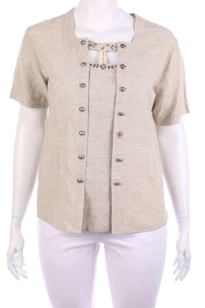 Carou Distler Original Trachten-Bluse aus Leinen-Mix