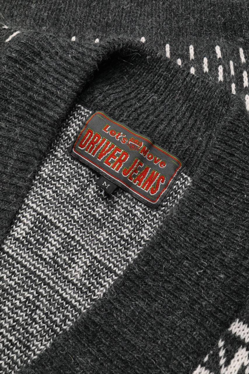 Carou DriverJeans Vintage-V-Neck-Pullover Mit Muster