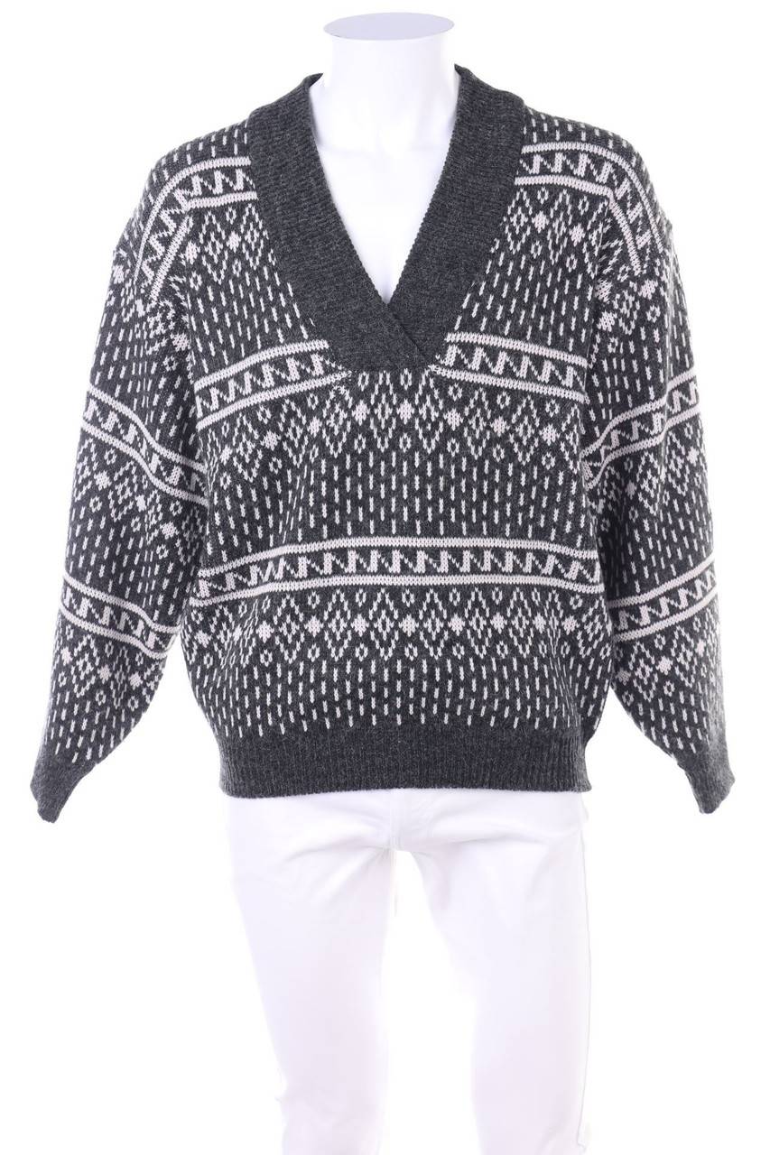 Carou DriverJeans Vintage-V-Neck-Pullover mit Muster