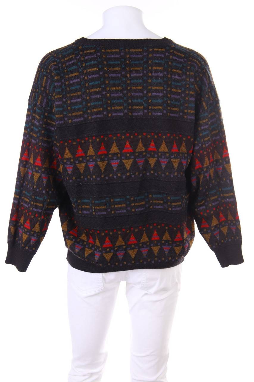 Carou ENZO LORENZO V-Neck-Pullover Aus Woll-Mix Mit Geometrischem Muster