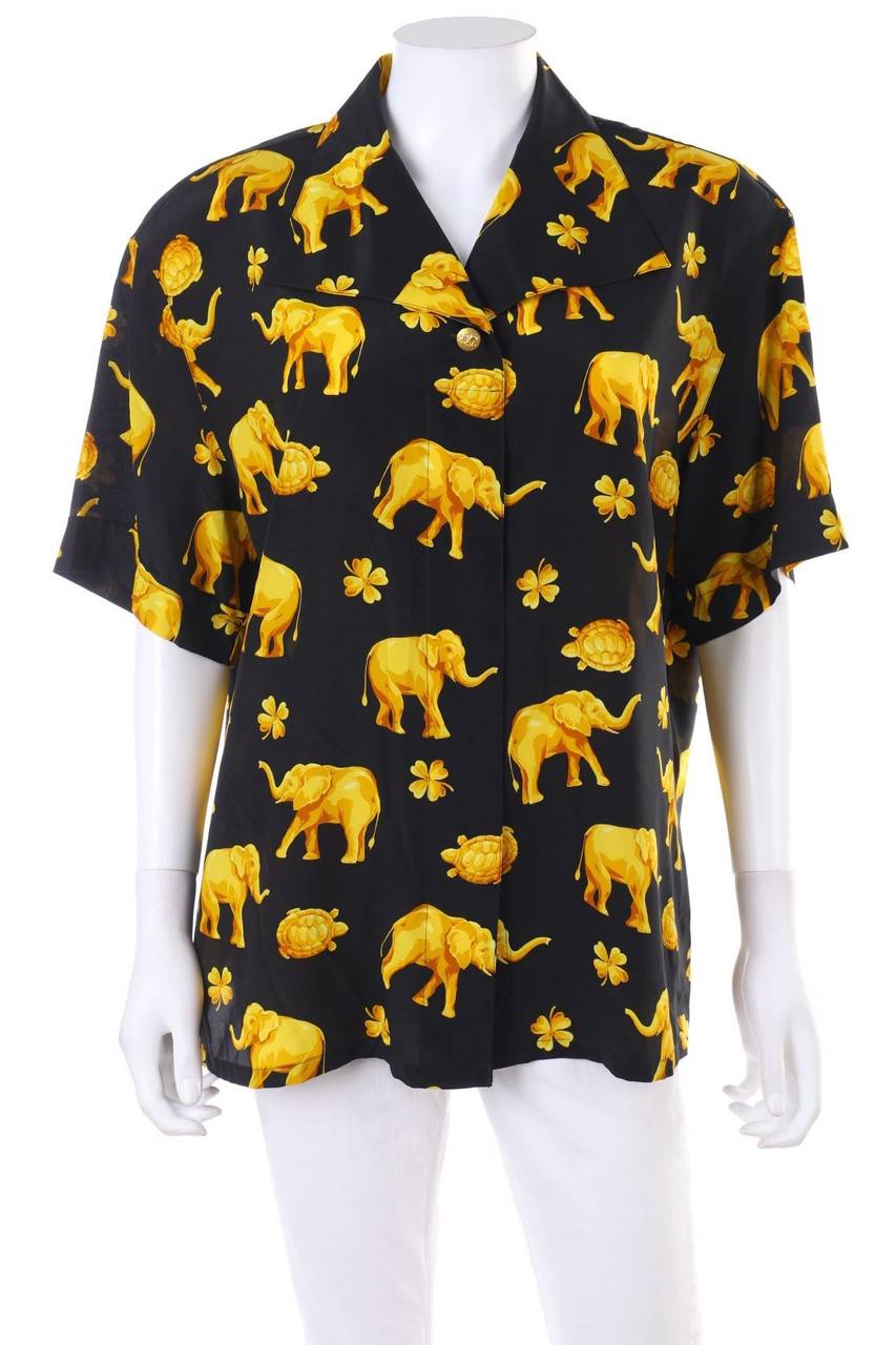 Carou ESCADA MARGARETHA LEY Vintage-Seiden-Bluse mit Print