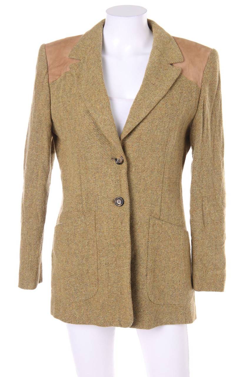 Carou ESCADA SPORT Vintage-Blazer aus Schurwoll-Mix mit Leder-Details