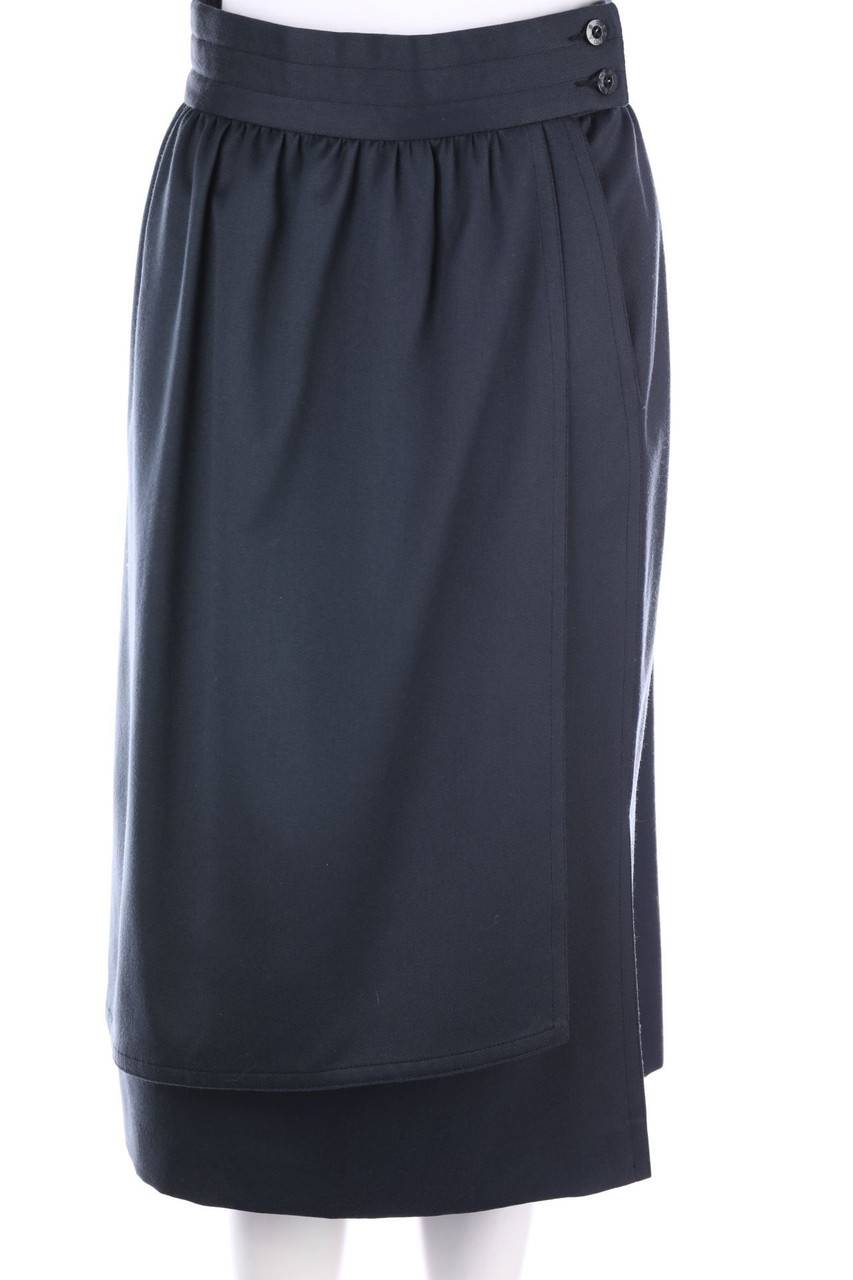 Carou ESCADA Vintage-Midirock aus reiner Schurwolle im Layer Look