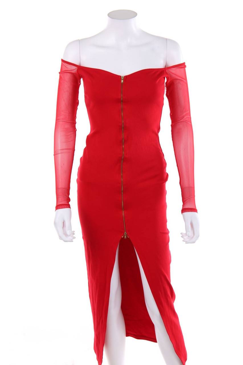 Carou FASHION NOVA Carmen-Abendkleid mit Mesh-Einsatz
