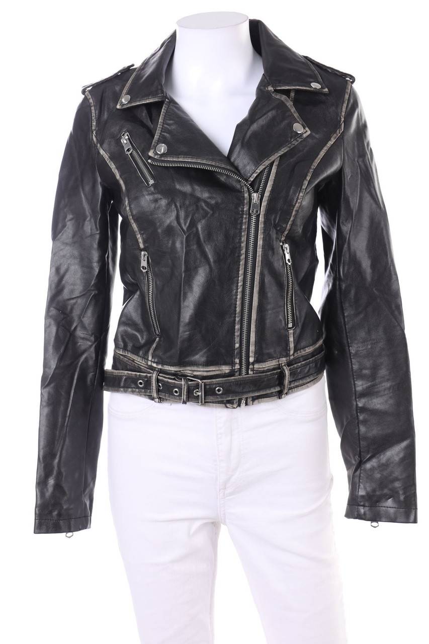 Carou FB SISTER Kunstlederjacke im Biker-Stil mit asymmetrischem Schnitt