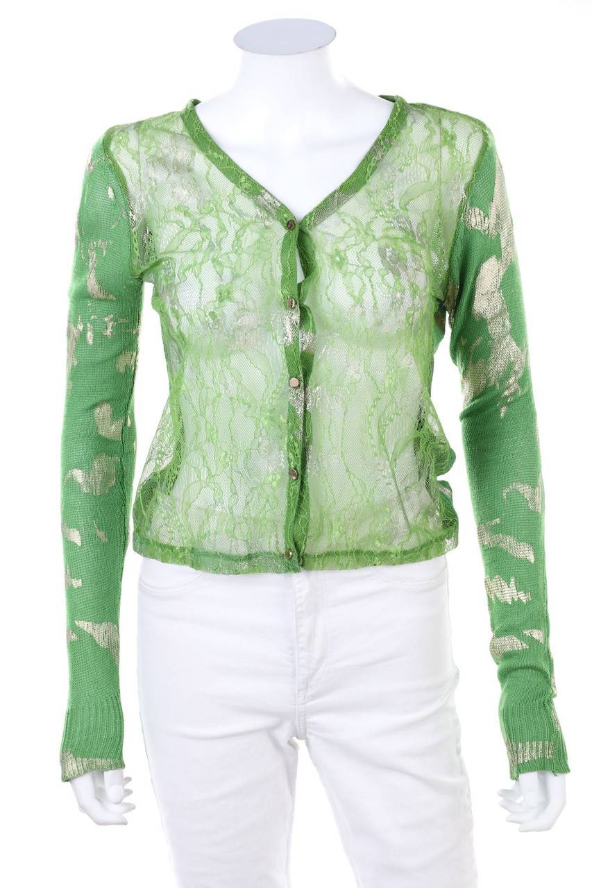 Carou FRACOMINA Spitzen-Cardigan mit Metallic-Effekt