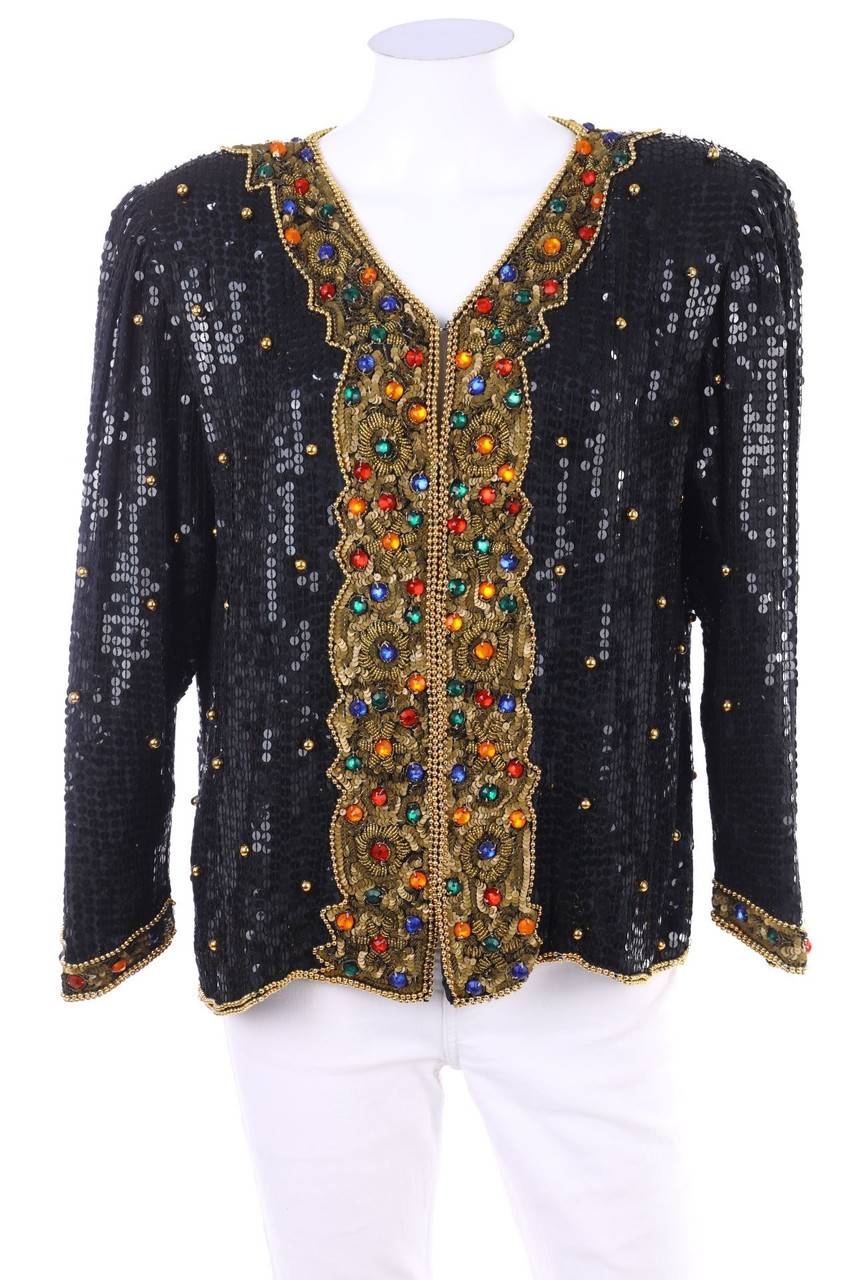 Carou FRANK Usher Vintage-Blazer aus Seide mit Pailletten