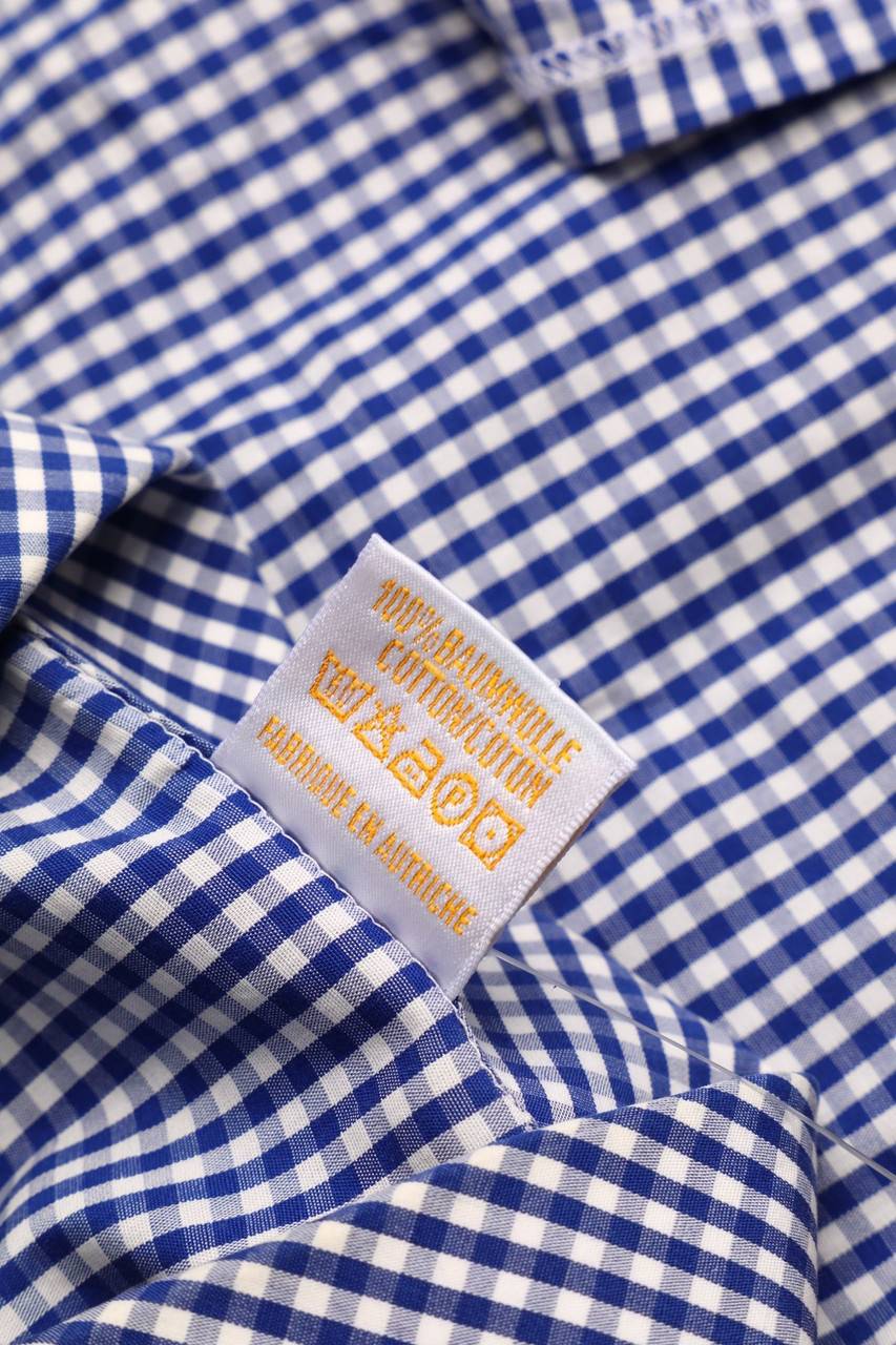 Carou Gede Trachten-Karo-Kurzarm-Bluse Mit Stickereien