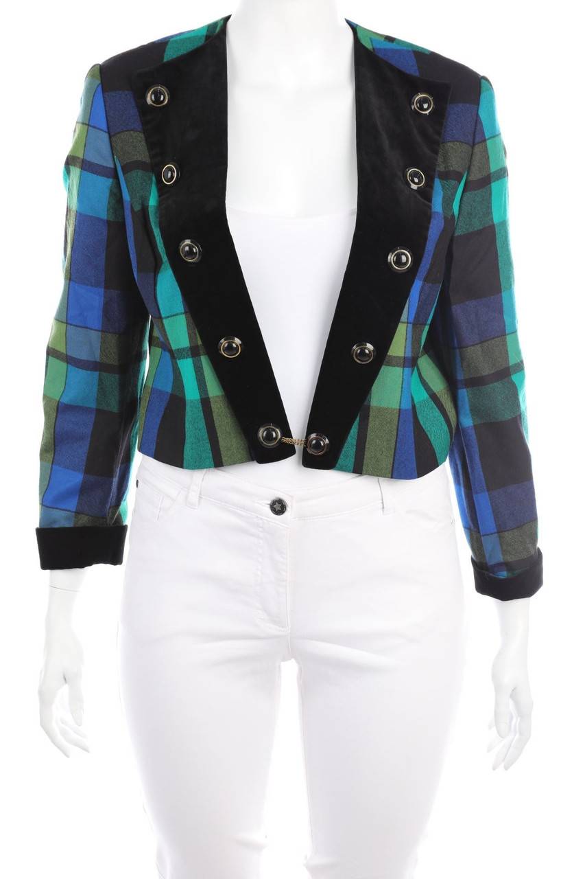 Carou GERRY WEBER Vintage-Blazer aus Schurwolle mit Karo-Muster