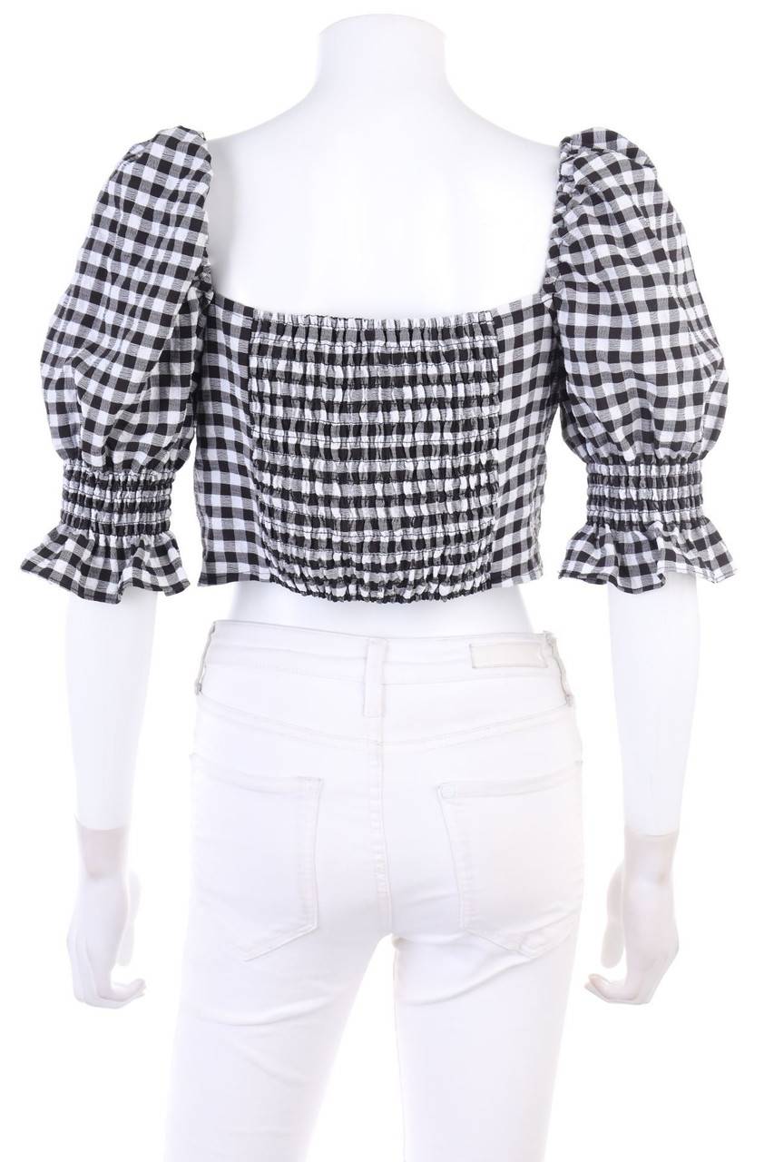 Carou H&M DIVIDED Cropped-Kurzarm-Bluse Mit Puffärmeln