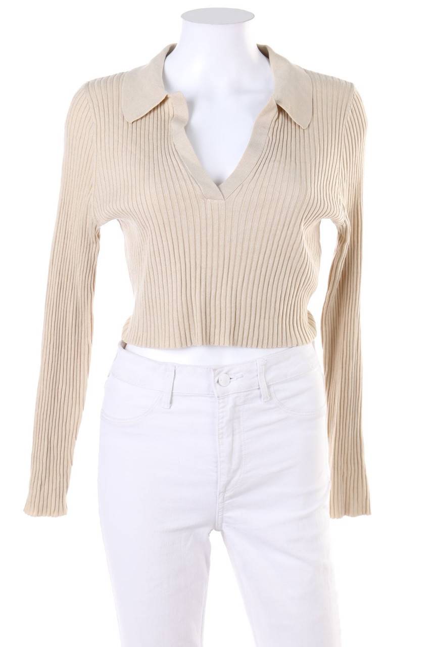 Carou H&M DIVIDED Cropped-Polo-Pullover mit Streifen