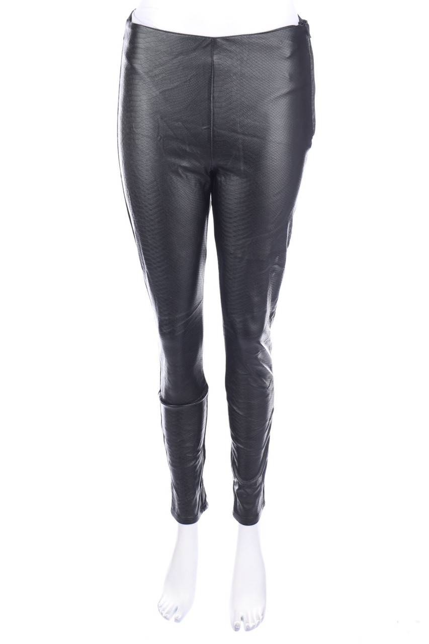 Carou H&M DIVIDED High Waist-Kunstleder-Hose mit Reißverschluss