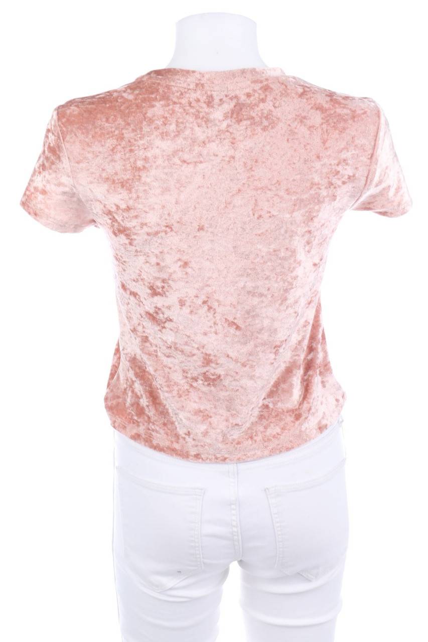 Carou H&M DIVIDED Samt-Kurzarm-Shirt Mit Stickereien
