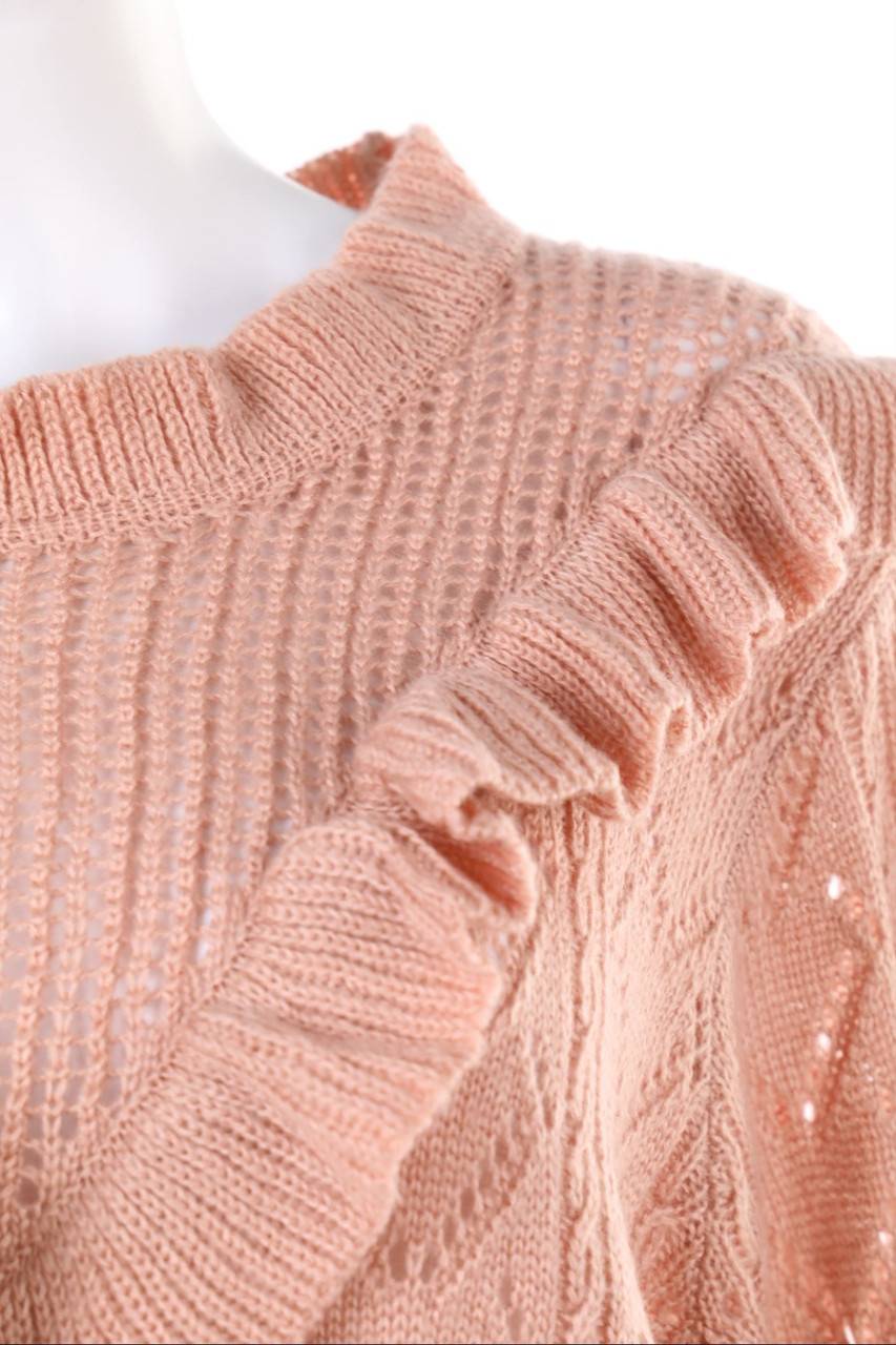 Carou H&M DIVIDED Strick-Pullover Aus Lochstrick Mit Volants