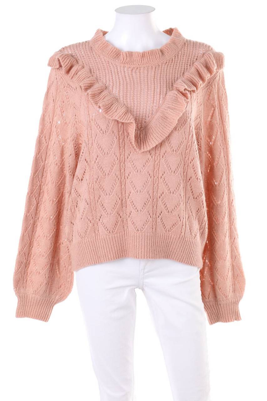 Carou H&M DIVIDED Strick-Pullover aus Lochstrick mit Volants