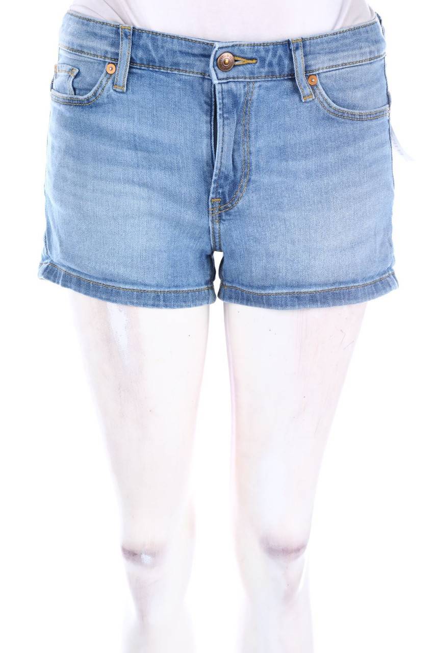 Carou H&M LOGG Used Look Jeans-Shorts mit Logo-Knöpfen