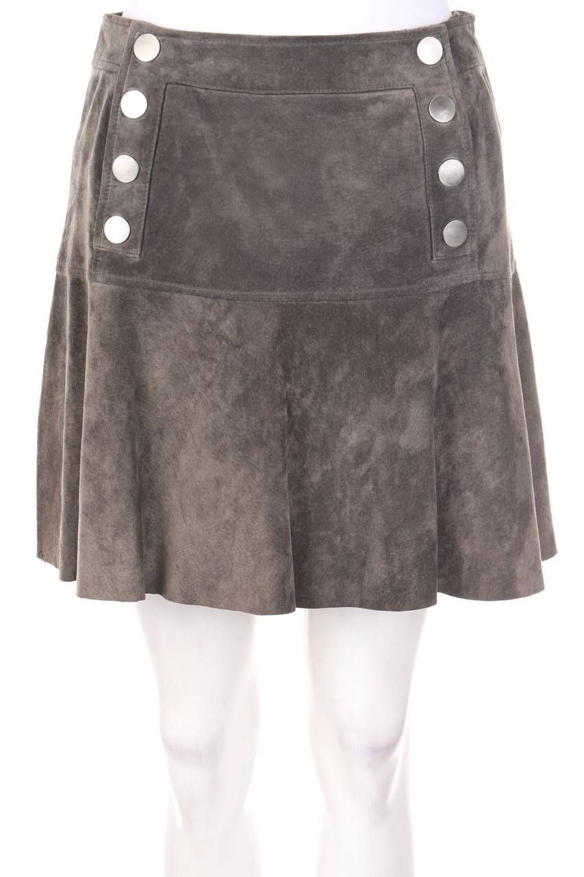 Carou HALLHUBER Lederrock im 70s-Style mit Schmuck-Knöpfen