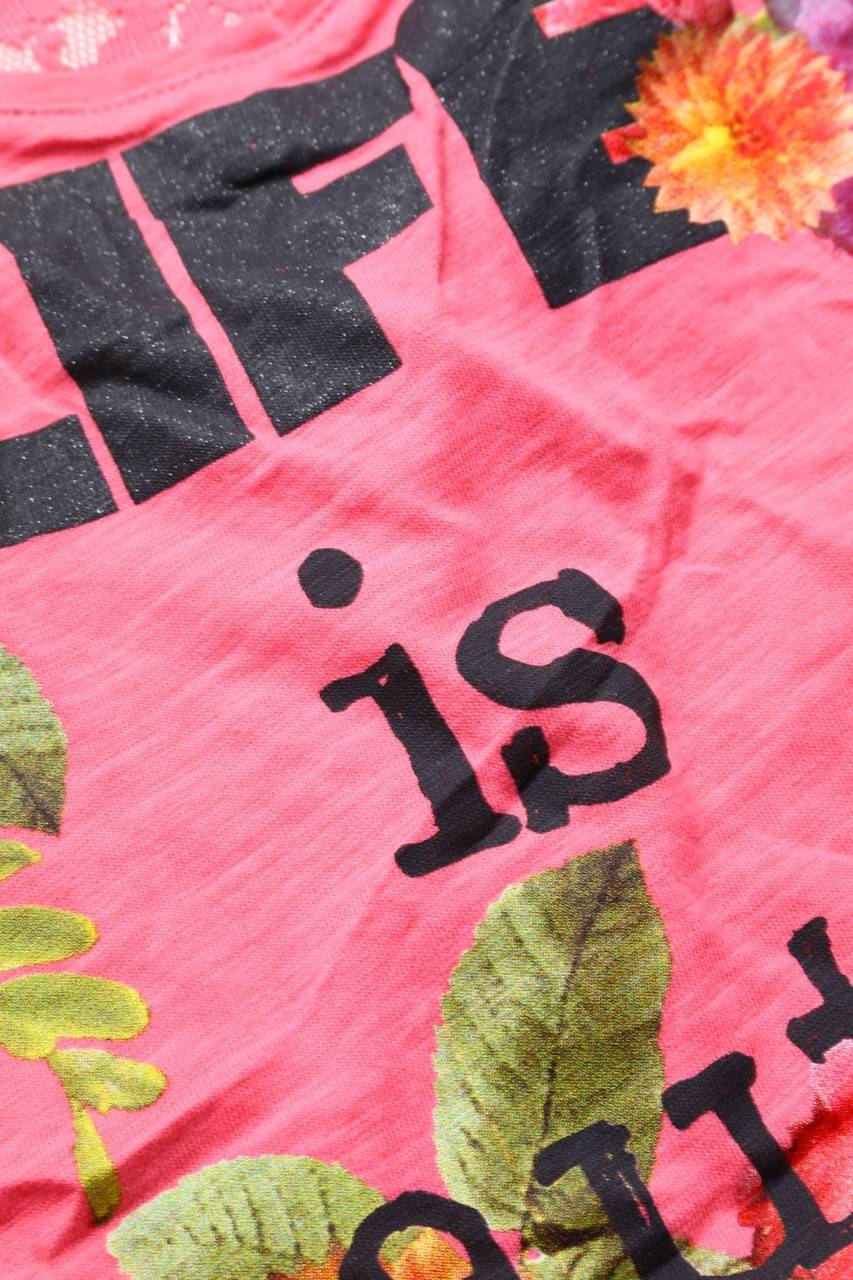 Carou Here+there C&A Cropped-Print-T-Shirt Mit Spitze