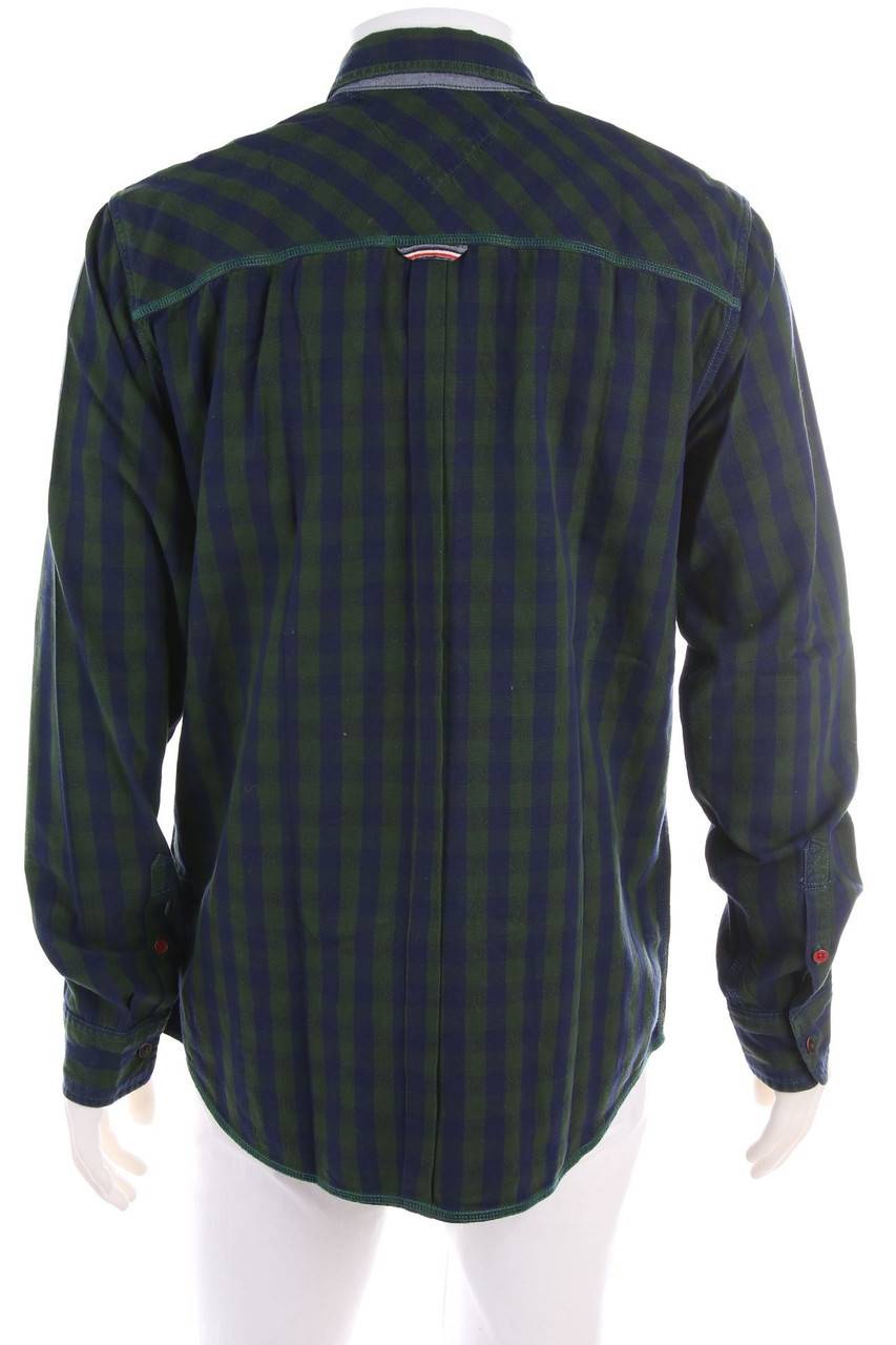 Carou Hilfiger Denim Kariertes Hemd Mit Logo-Stickerei