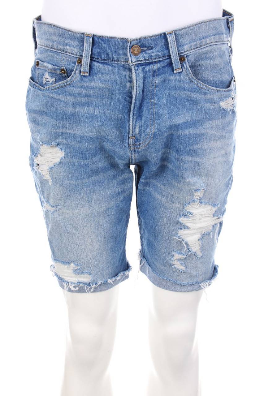 Carou HOLLISTER Destroyed Jeans-Shorts mit Logo-Patch