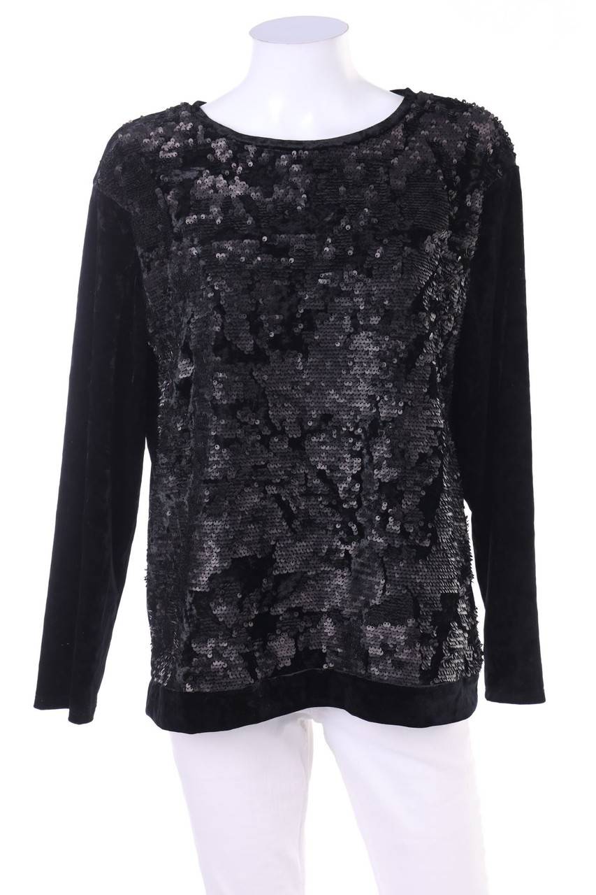 Carou HUCKE BERLIN Strick-Pullover aus Samt mit Pailletten
