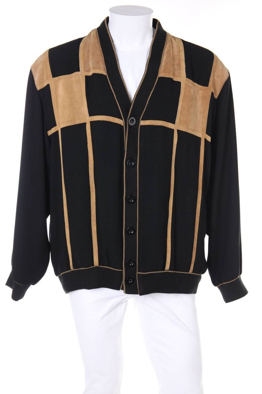 Carou Jacques Lorant Vintage-Bomber-Jacke mit Leder-Details