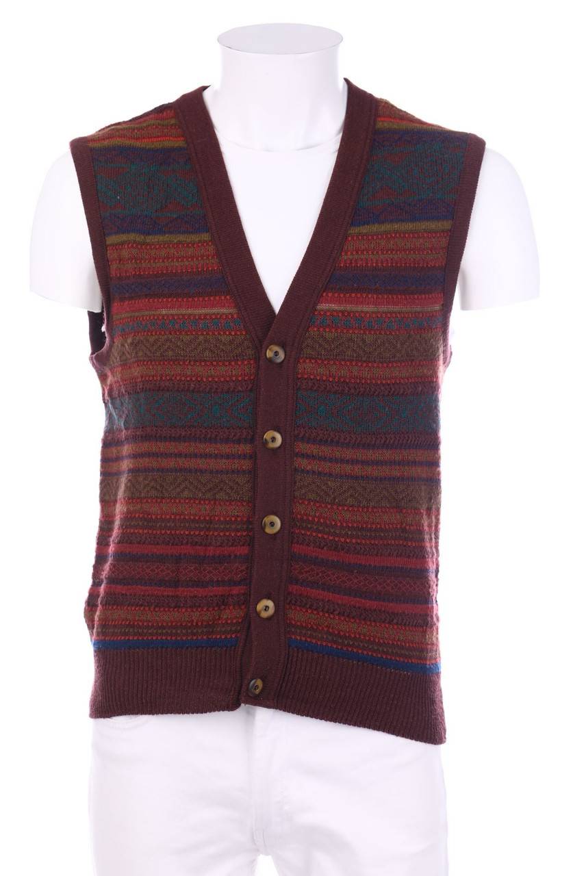 Carou JOCKEY. Vintage-Weste aus Schurwoll-Mix mit Streifen