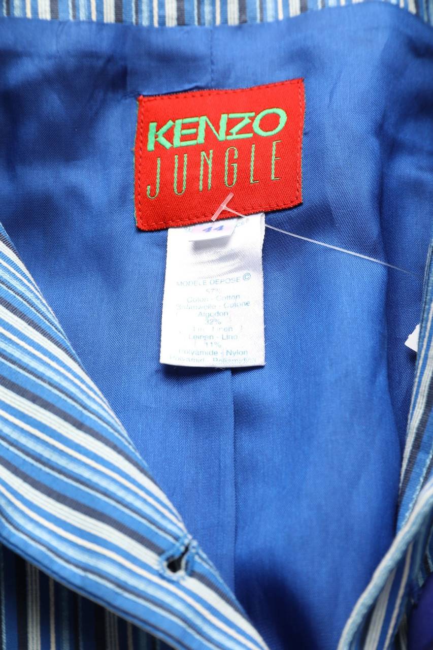 Carou KENZO JUNGLE Vintage-Blazer-Jacke Aus Leinen-Mix Mit Streifen