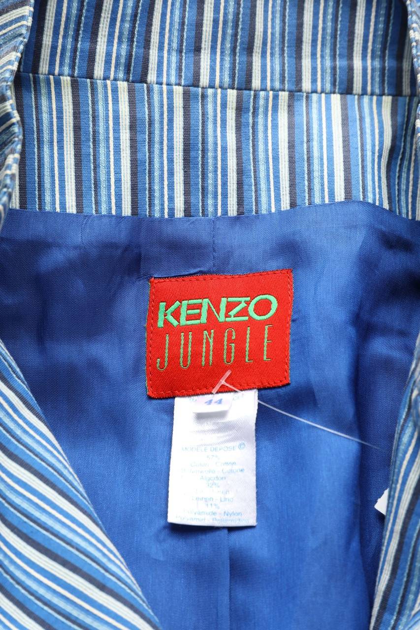 Carou KENZO JUNGLE Vintage-Blazer-Jacke Aus Leinen-Mix Mit Streifen