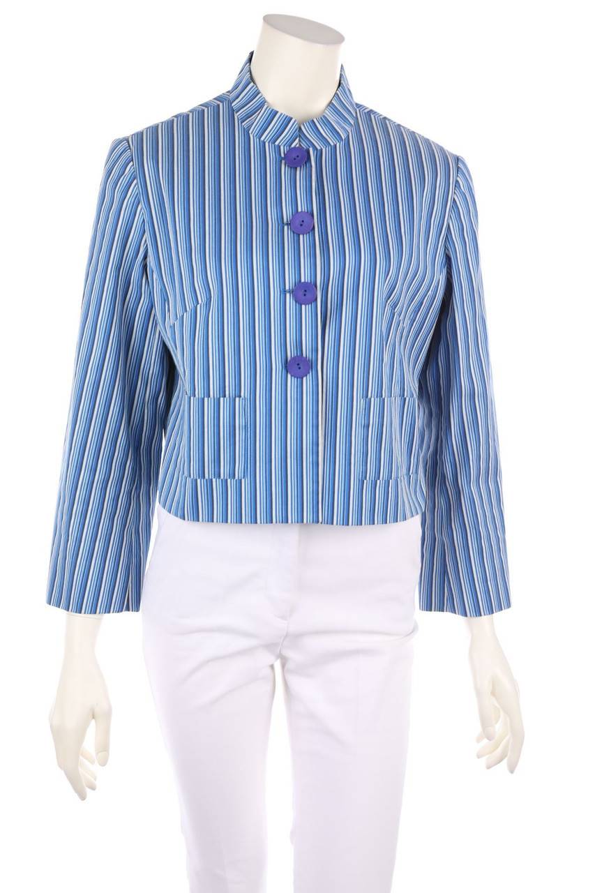 Carou KENZO JUNGLE Vintage-Blazer-Jacke aus Leinen-Mix mit Streifen