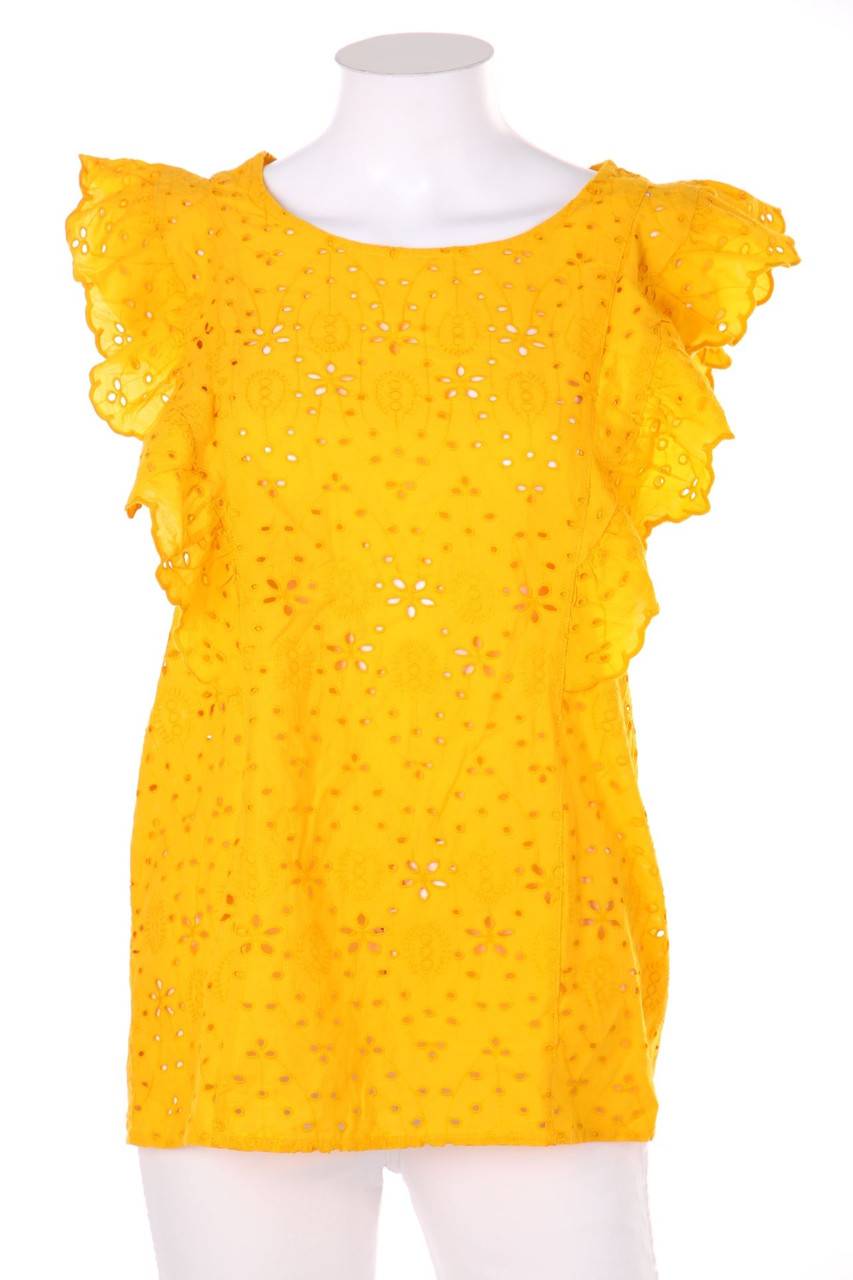 Carou Kiabi Volant-Bluse aus Lochspitze mit floralem Muster