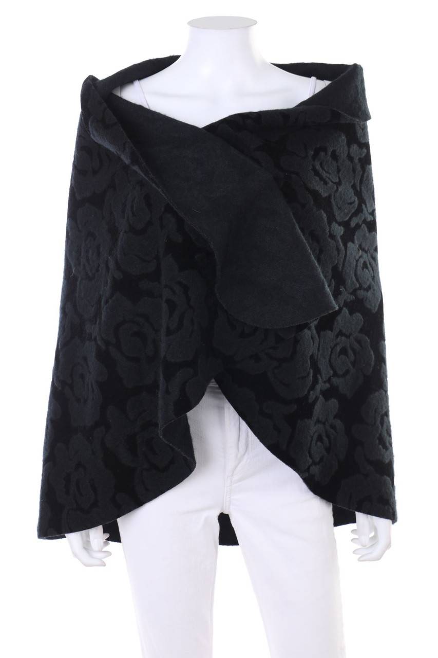 Carou Kontessa Poncho mit Blumen-Print aus Woll-Mix