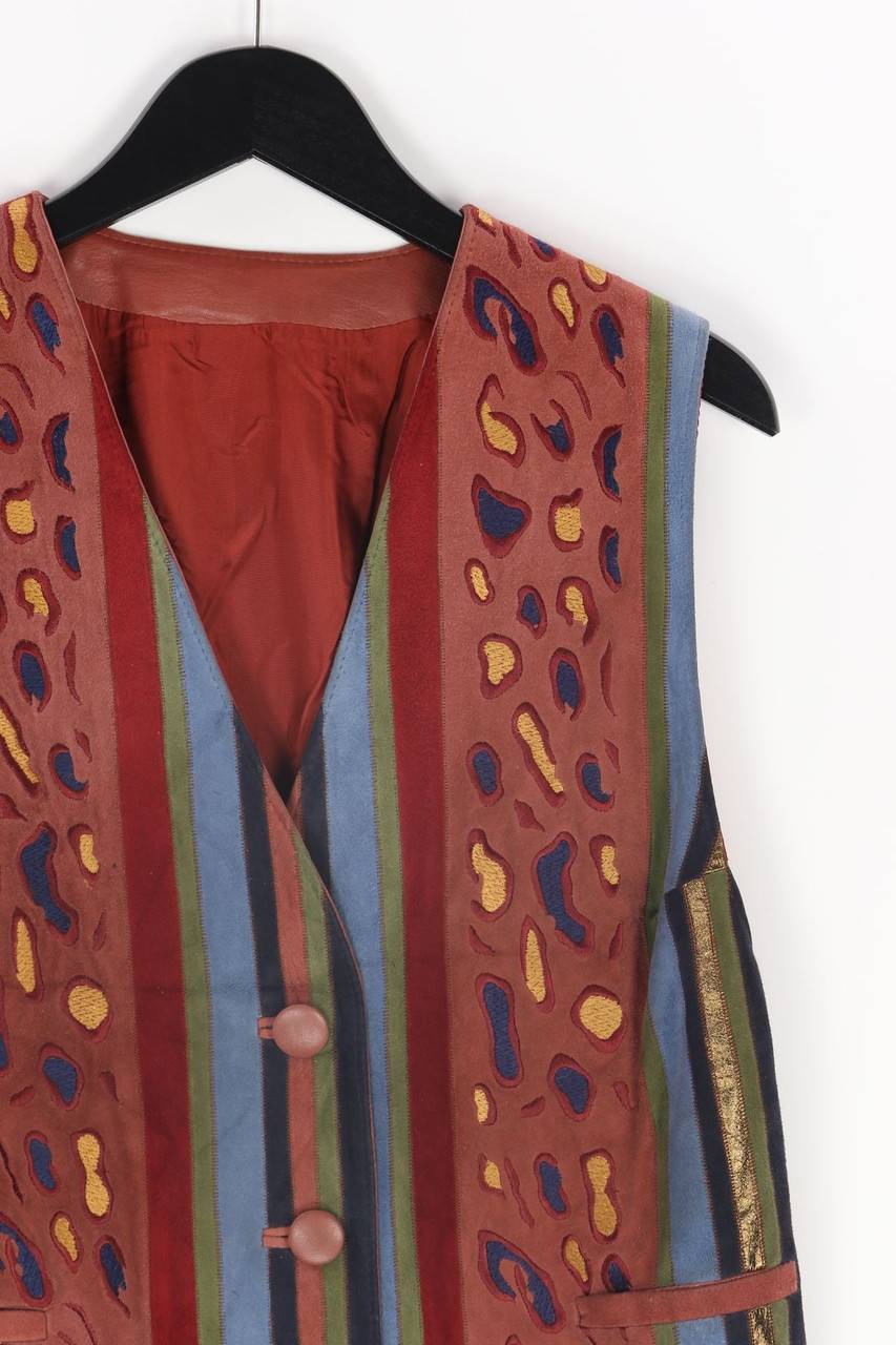 Carou Kübler Vintage-Weste Aus Leder Mit Stickereien