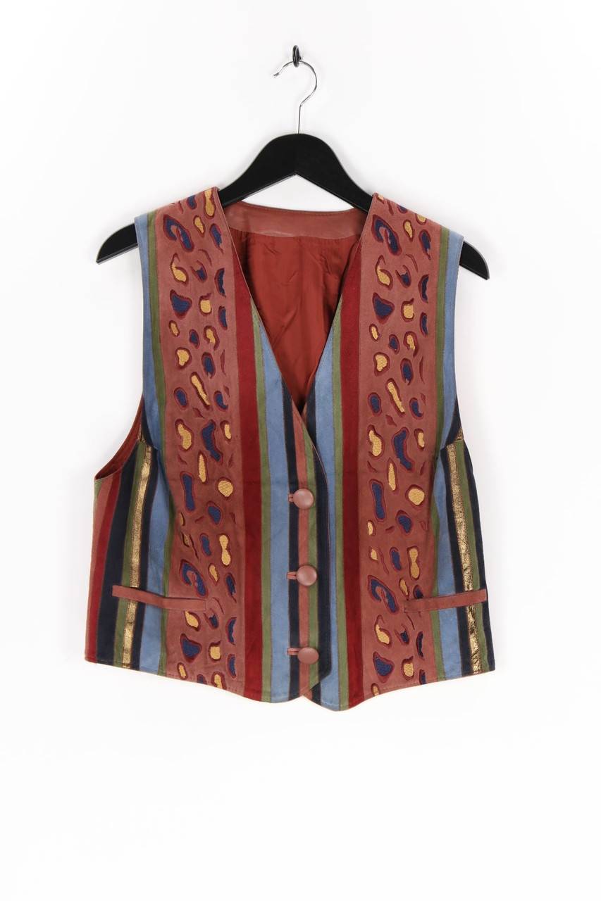 Carou Kübler Vintage-Weste aus Leder mit Stickereien