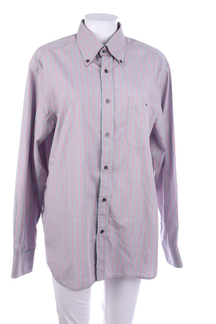 Carou LACOSTE gestreiftes Button-down-Hemd mit Logo-Stickerei