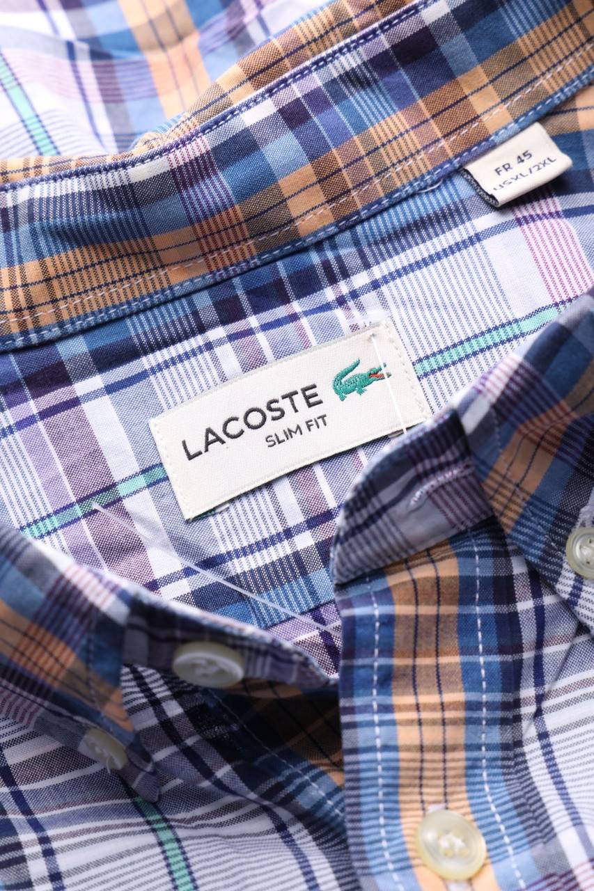 Carou LACOSTE Kariertes Button-down-Hemd Aus Baumwolle Mit Logo-Stickerei