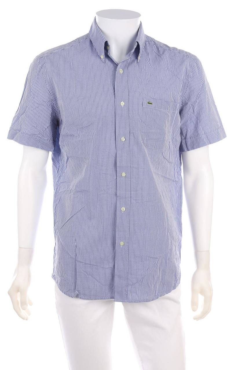 Carou LACOSTE Karo-Kurzarm-Hemd mit Button-down-Kragen