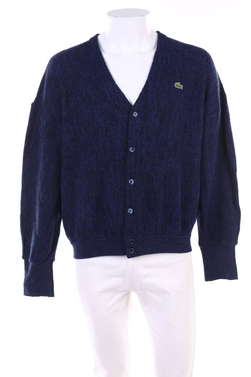 Carou LACOSTE Schurwoll-Cardigan mit Logo-Stickerei