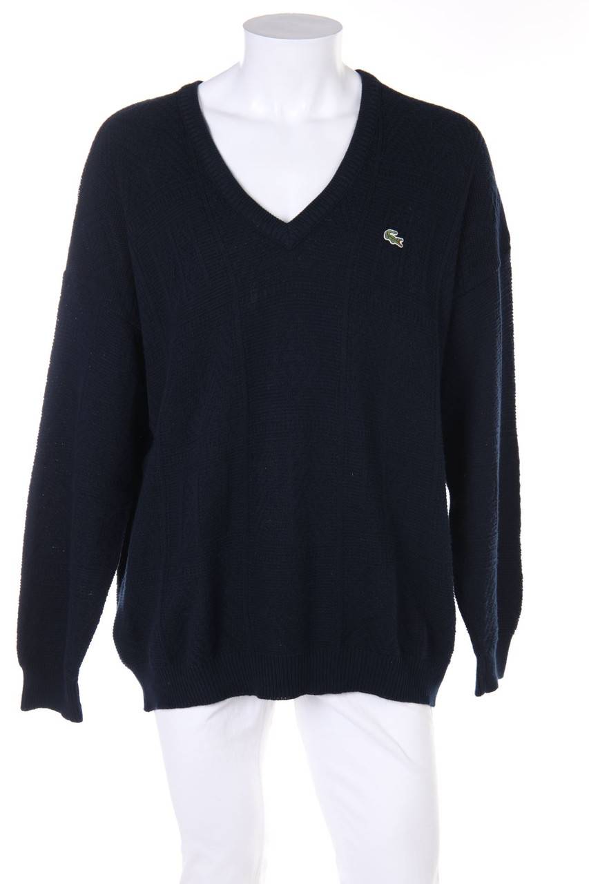 Carou LACOSTE Vintage-V-Neck-Pullover aus Baumwolle mit Logo-Stickerei