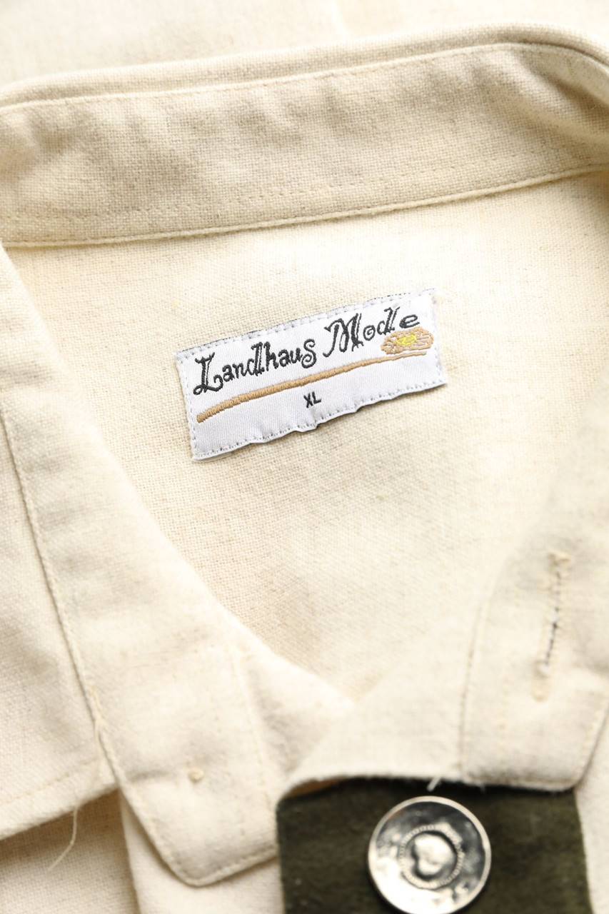 Carou Landhaus Mode Trachten-Hemd Aus Baumwoll-Mix Mit Leinen