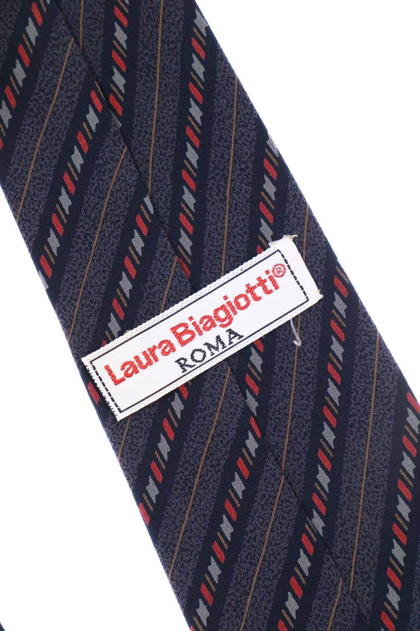 Carou Laura Biagiotti Vintage-Seiden-Krawatte Mit Geometrischem Muster