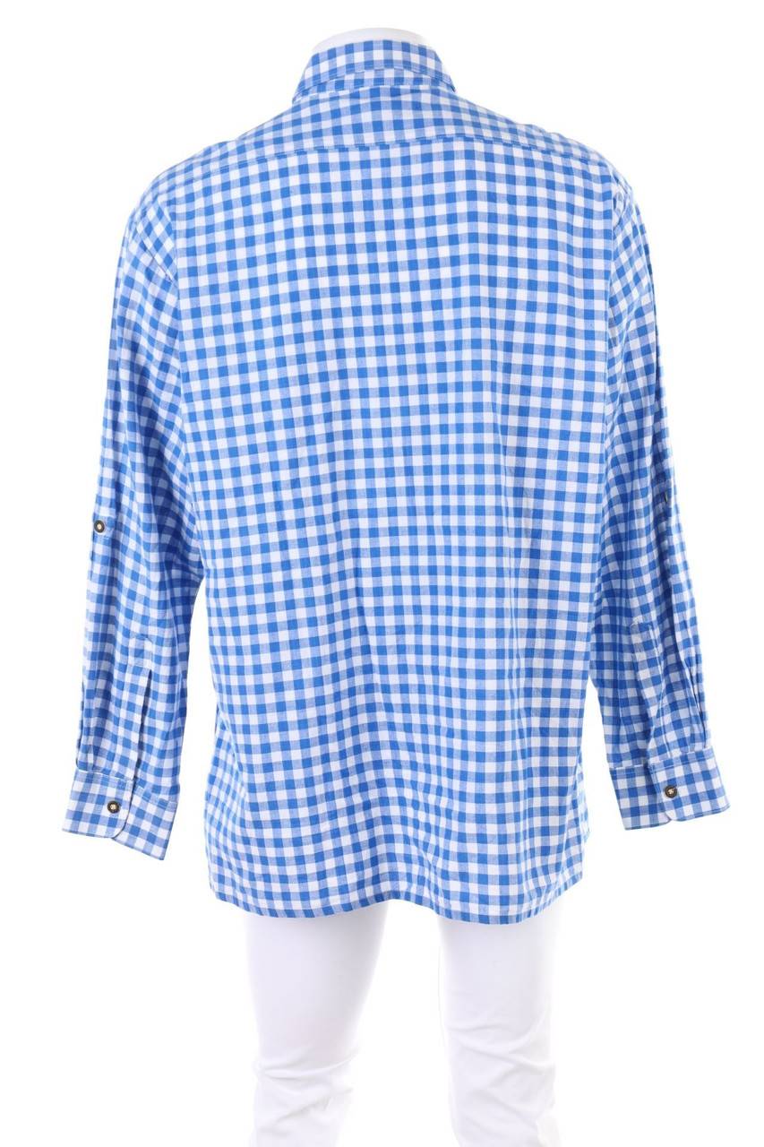 Carou LEKRA Karo-Trachten-Hemd Aus Baumwolle Mit Krempel-Ärmeln