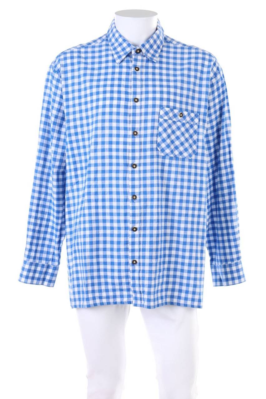 Carou LEKRA Karo-Trachten-Hemd aus Baumwolle mit Krempel-Ärmeln