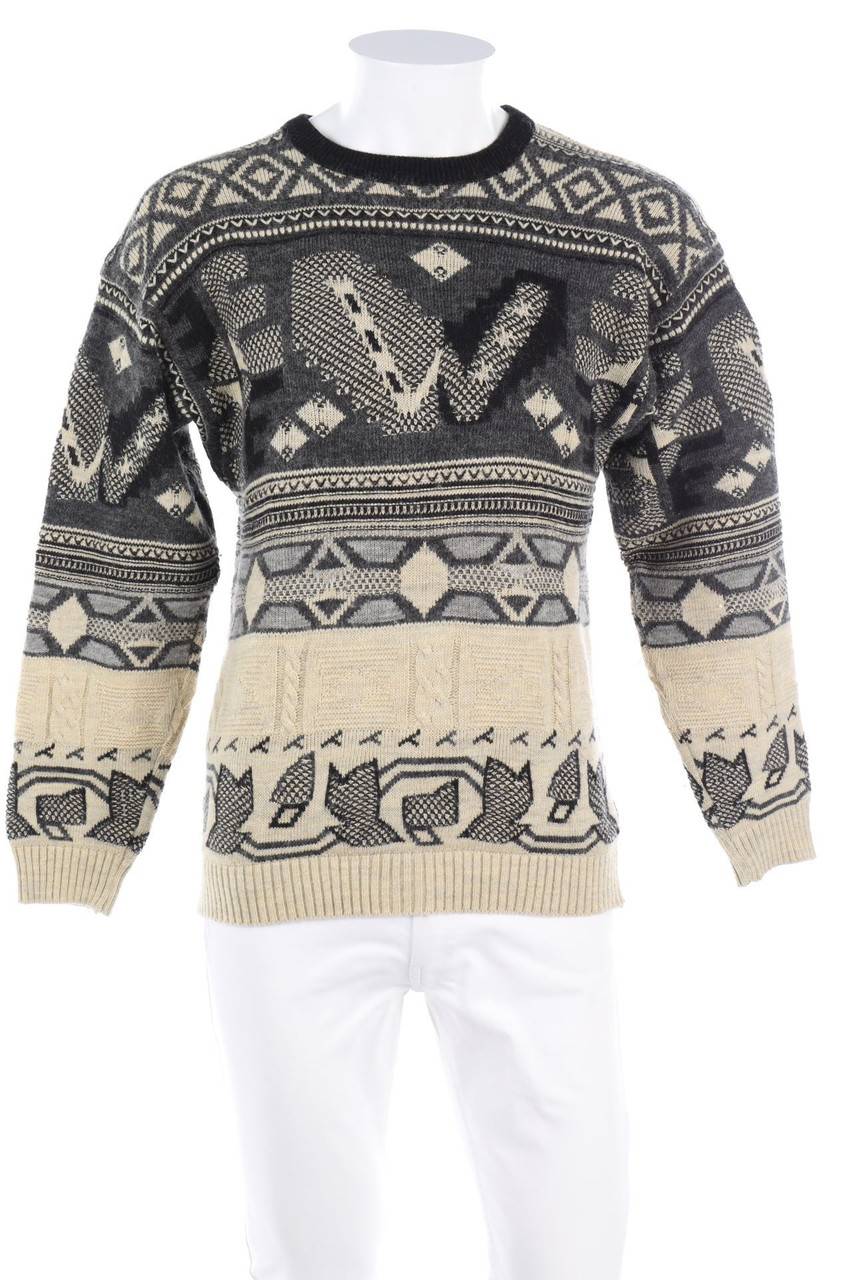 Carou Lewinger Vintage-Strick-Pullover aus Woll-Mix mit Muster