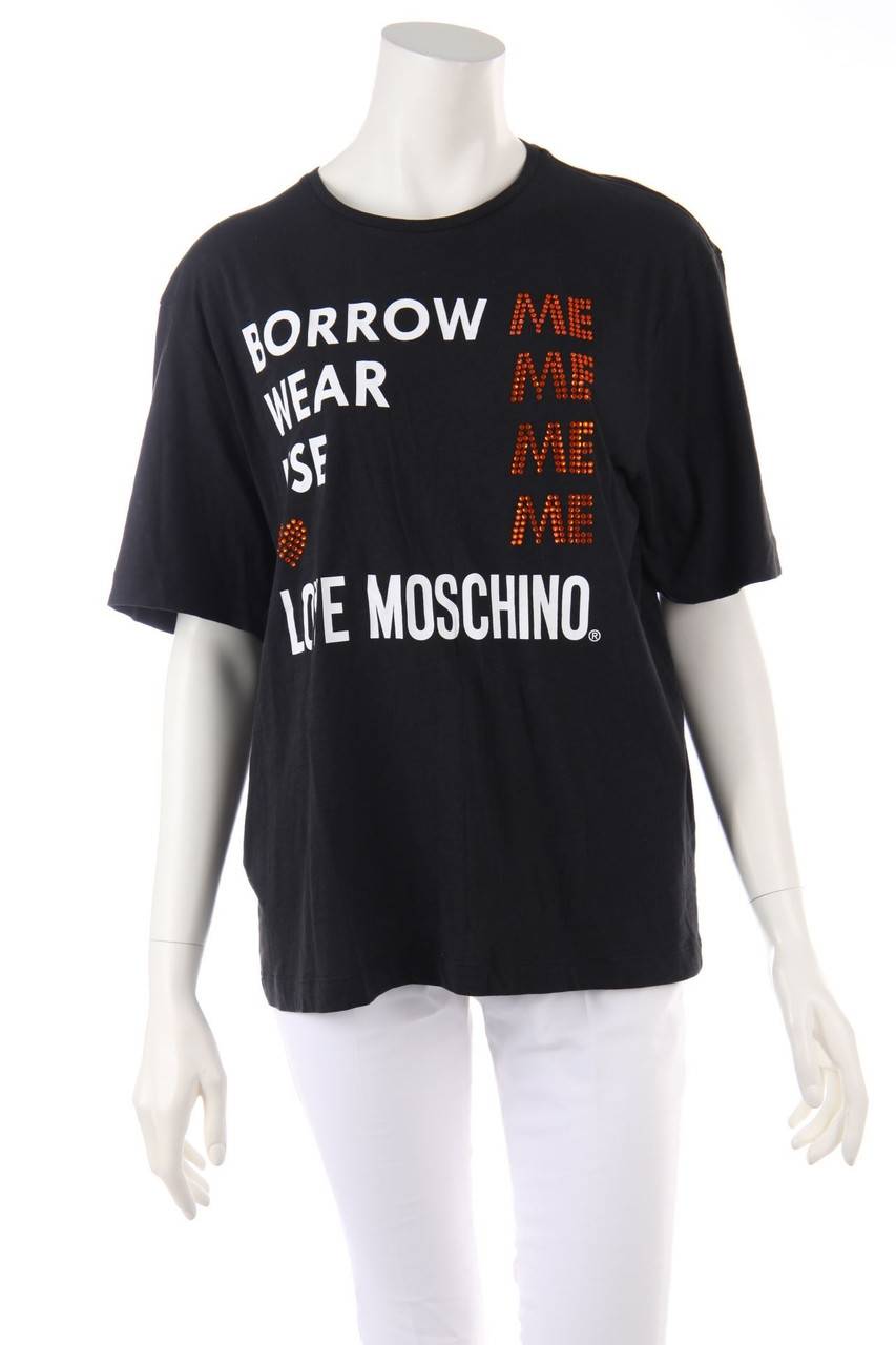 Carou LOVE MOSCHINO Oversize-Kurzarm-Shirt mit Statement-Print