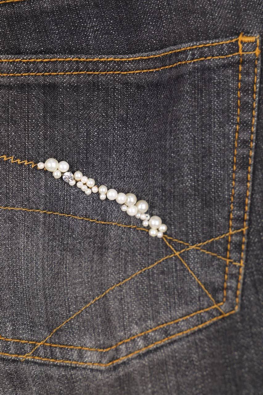 Carou LUISA CERANO Vintage-Used Look Bootcut-Jeans Mit Perlen