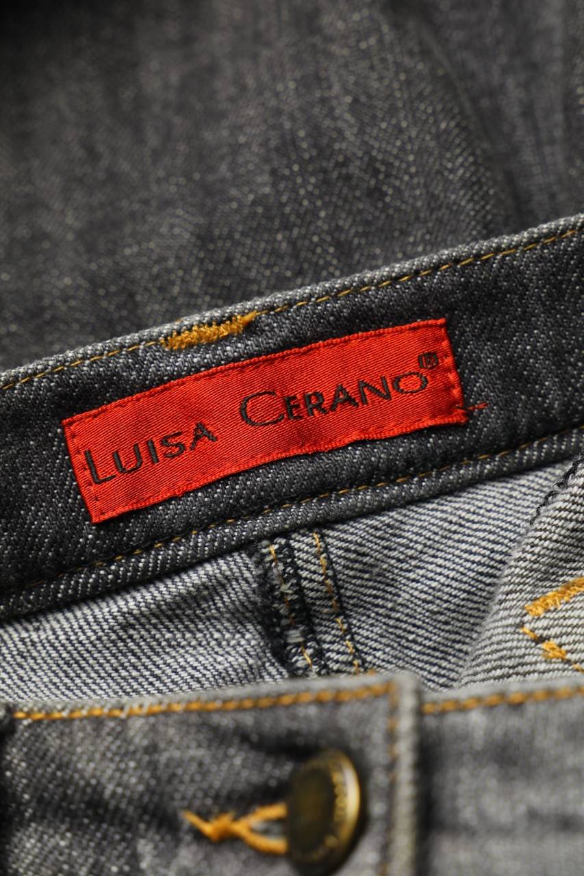 Carou LUISA CERANO Vintage-Used Look Bootcut-Jeans Mit Perlen