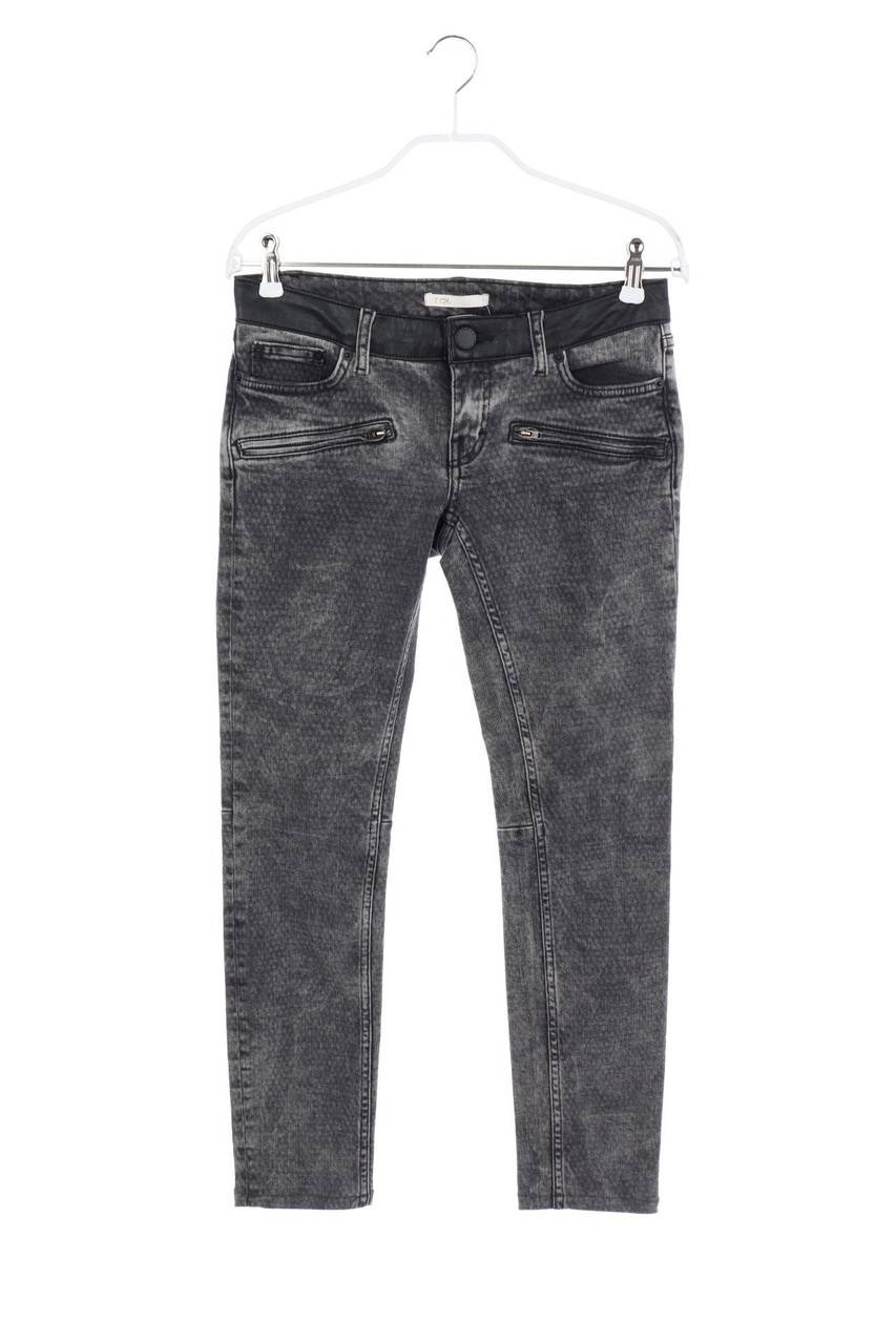 Carou maje Used Look Skinny-Jeans mit Kunstleder-Details